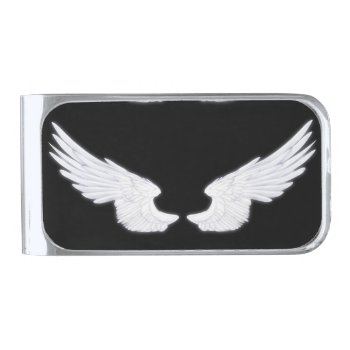 Falln White Angel Wings Silver Finish Money Clip by FallnAngelCreations at Zazzle