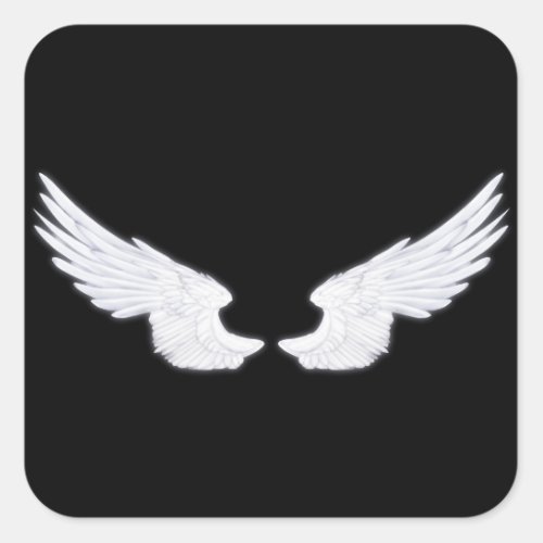 Falln White Angel Wings Square Sticker