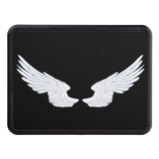 Falln White Angel Wings Tow Hitch Cover (Front)