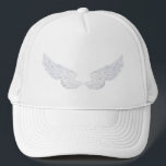 Falln White Angel Wings Trucker Hat<br><div class="desc">My original artwork.

Click 'Customize' to add in your own personalized text!</div>
