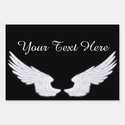 Falln White Angel Wings Yard Sign