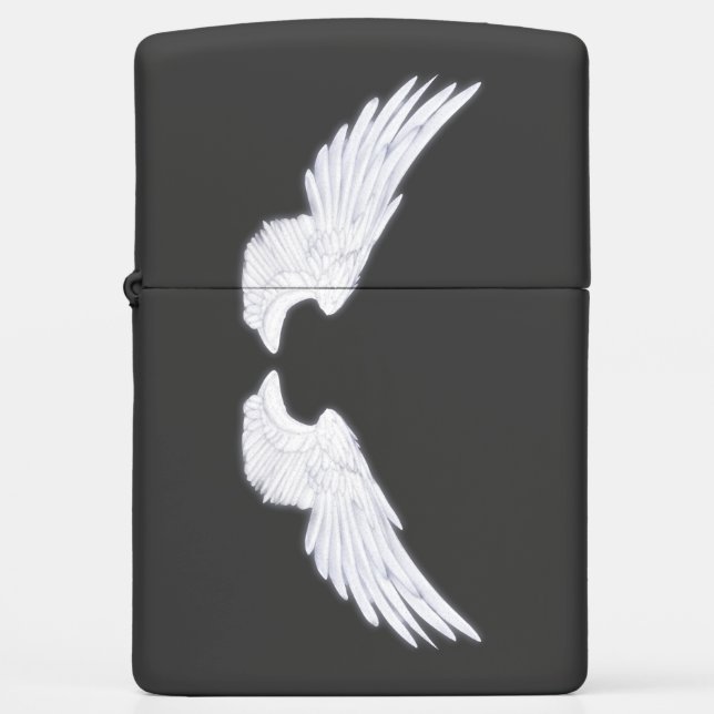 Falln White Angel Wings Zippo Lighter (Front)