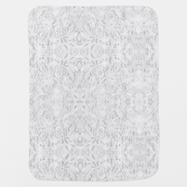 Falln White Lace Baby Blanket (Front)