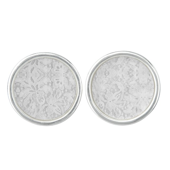 Falln White Lace Cufflinks (Front)