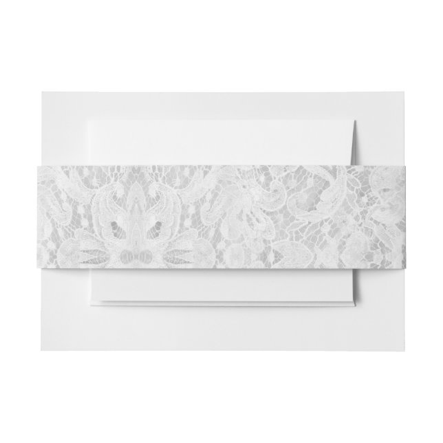Falln White Lace Invitation Belly Band (Front Example)