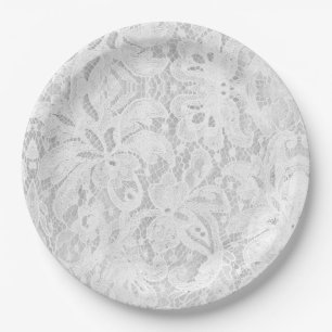 Falln White Lace Paper Plates