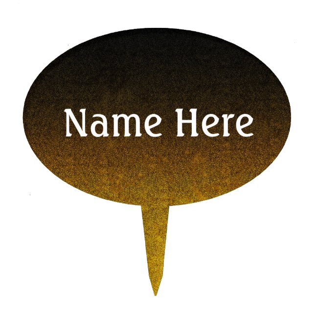 Falln Yellow & Black Glitter Gradient Cake Topper (Front)
