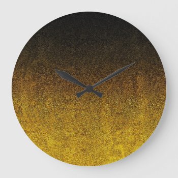 Falln Yellow & Black Glitter Gradient Large Clock by FallnAngelCreations at Zazzle
