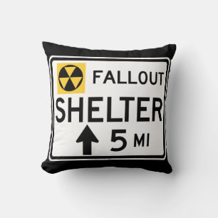 Fallout Shelter Sign Throw Pillow