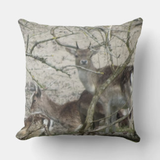 Fallow Deer in Forest Throw Pillow