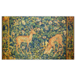 FALLOW DEER PAIR,GOTHIC FANTASY FLOWERS,Green Fabric
