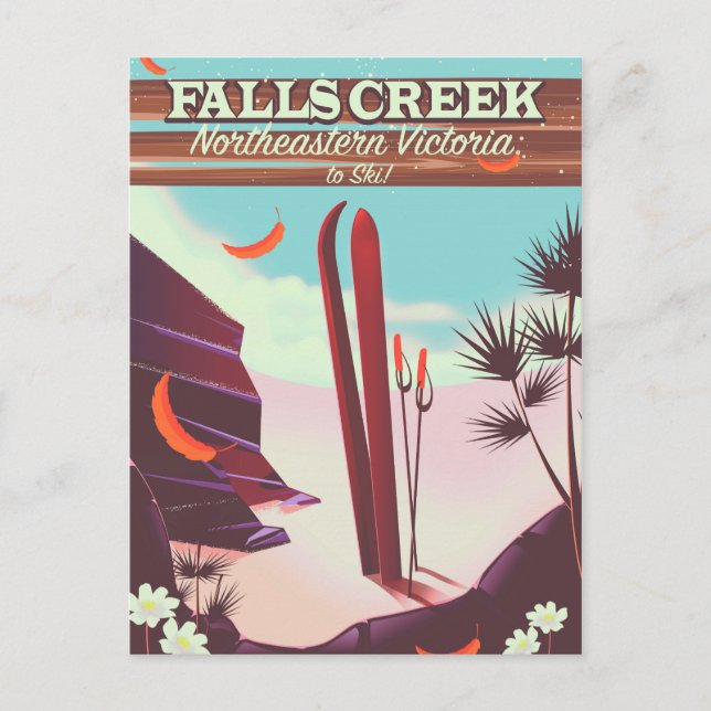 Falls Creek, Northeastern Australia Ski poster, Postcard (Front)
