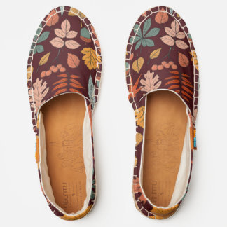 Falls in Nature Autumn Leaves Vintage Burgundy  Espadrilles