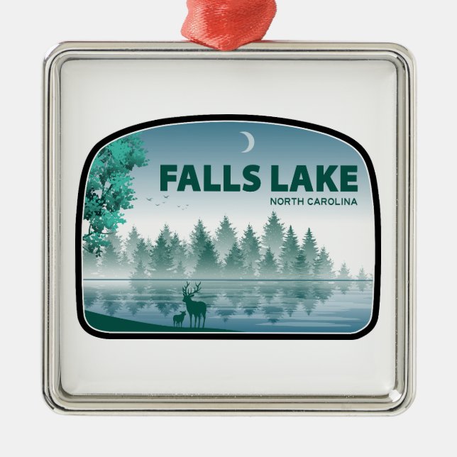 Falls Lake North Carolina Deer Metal Ornament (Front)