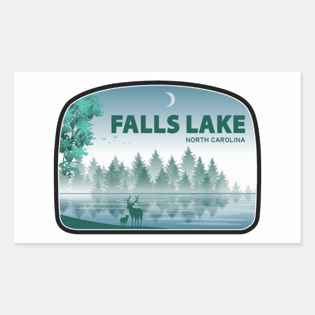 Falls Lake North Carolina Deer Rectangular Sticker (Front)