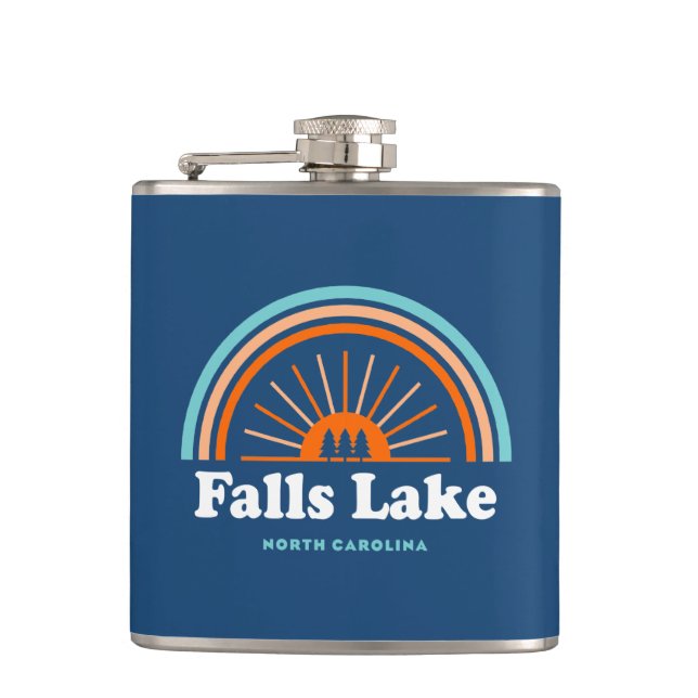 Falls Lake North Carolina Rainbow Flask (Front)