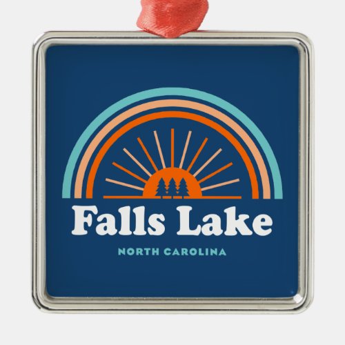 Falls Lake North Carolina Rainbow Metal Ornament