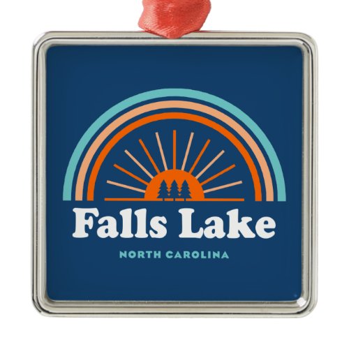 Falls Lake North Carolina Rainbow Metal Ornament