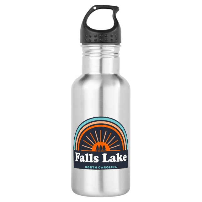 Falls Lake North Carolina Rainbow Stainless Steel Water Bottle (Front)