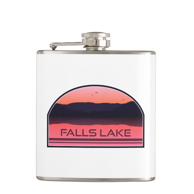 Falls Lake North Carolina Red Sunrise Flask (Front)