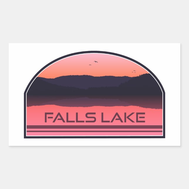 Falls Lake North Carolina Red Sunrise Rectangular Sticker (Front)
