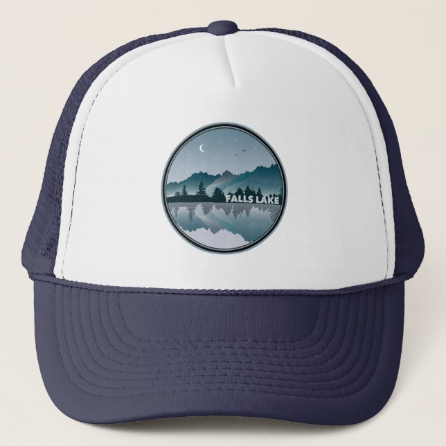 Falls Lake North Carolina Reflection Trucker Hat (Front)