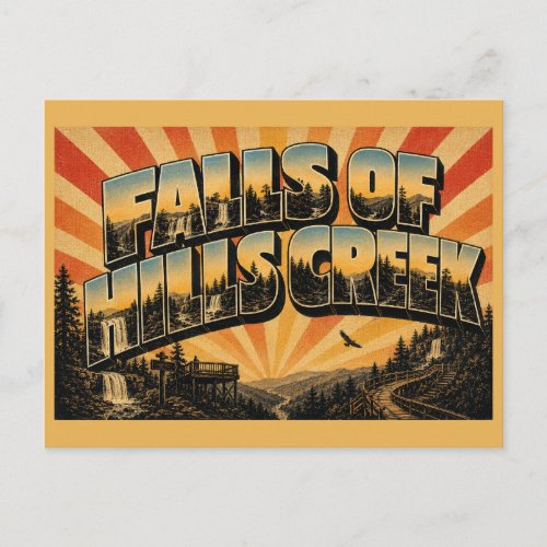 Falls of Hills Creek WV Waterfall Gorge Art Postcard
