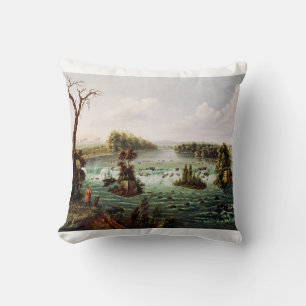 Falls of Saint Anthony by Henry Lewis Throw Pillow