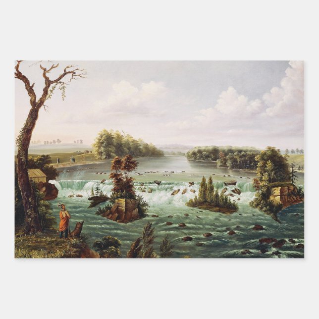 Falls of Saint Anthony by Henry Lewis Wrapping Paper Sheets (Front)