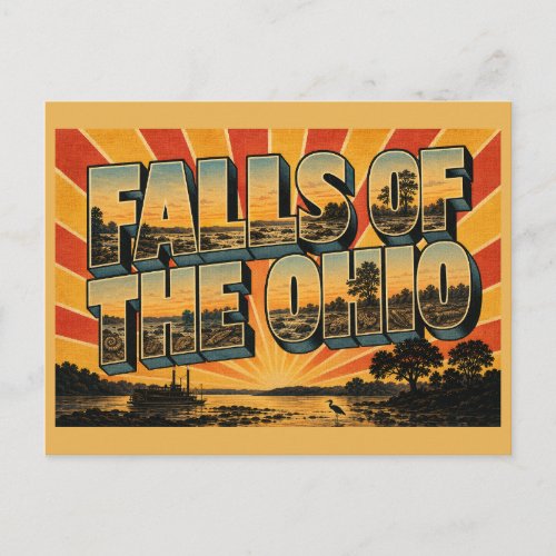 Falls of the Ohio Indiana Fossil Beds River Art Postcard