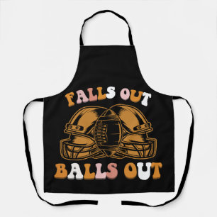 Falls Out Balls Out Football Retro Fall Vintage Apron