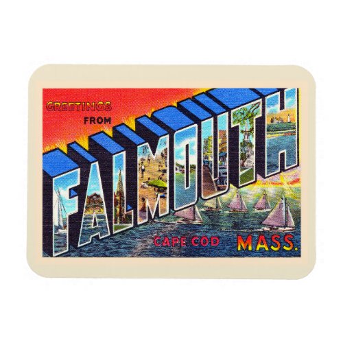 Falmouth Cape Cod Massachusetts Vintage Postcard Magnet