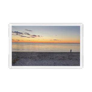 Falmouth Cape Cod Sunset Postcard Acrylic Tray