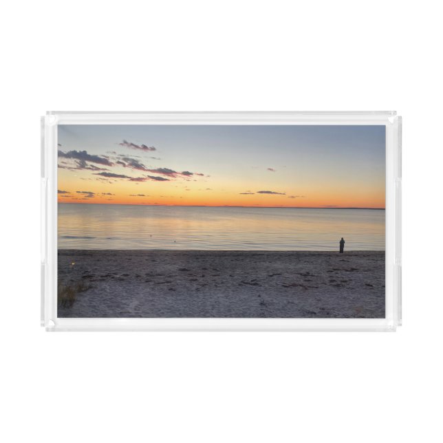Falmouth Cape Cod Sunset Postcard Acrylic Tray (Front)