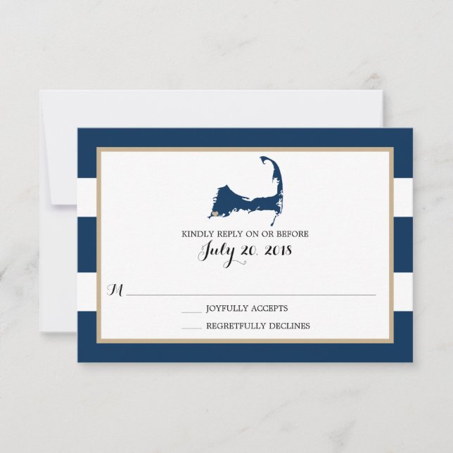 Falmouth Cape Cod with heart | Wedding RSVP (Front)