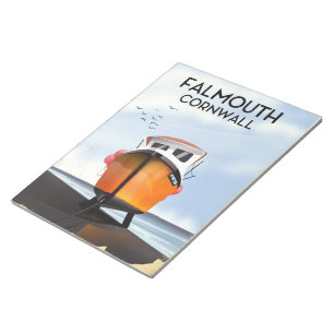 Falmouth Cornwall Fishing boat travel poster Notepad
