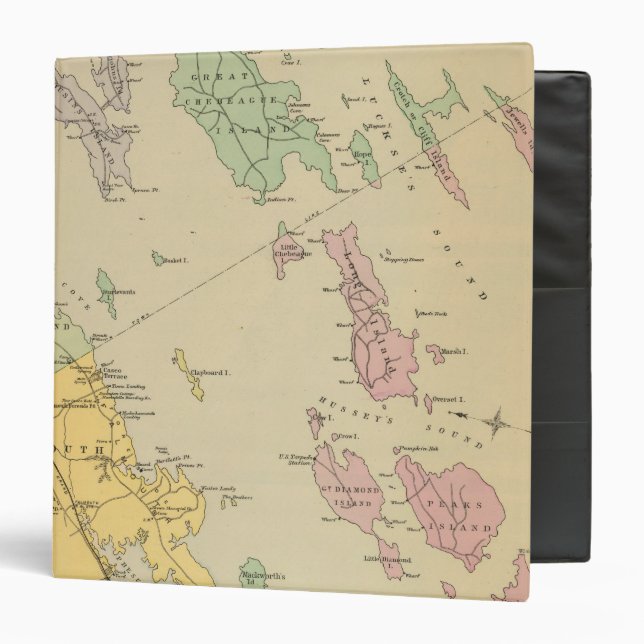 Falmouth Foreside, adjacent islands, Casco Bay 3 Ring Binder (Front/Inside)