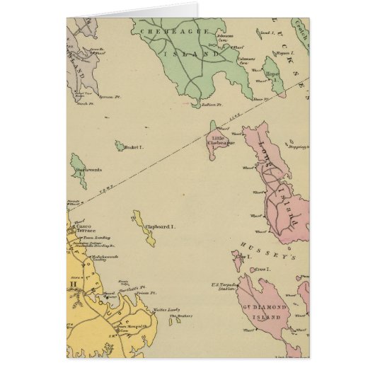 Falmouth Foreside, adjacent islands, Casco Bay Cards (Front)