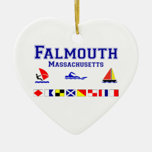 Falmouth MA Signal Flag Ceramic Ornament
