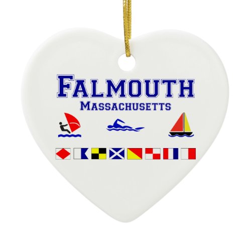 Falmouth MA Signal Flag Ceramic Ornament