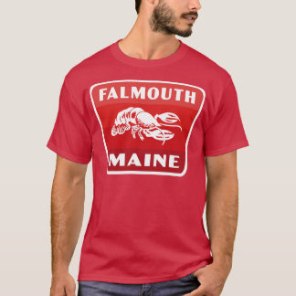 Falmouth Maine Retro  Badge Red T-Shirt