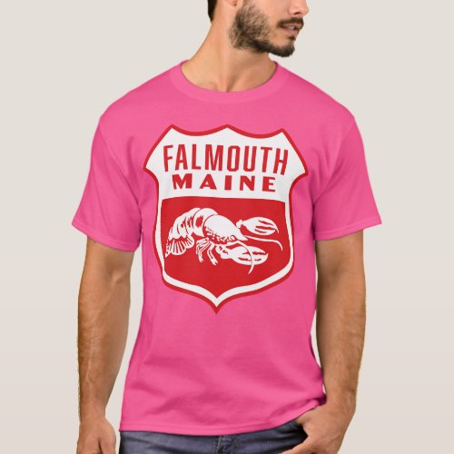 Falmouth Maine Retro  Shield White T_Shirt