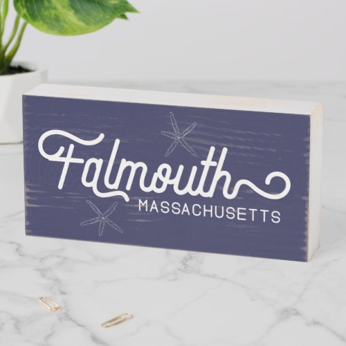 Falmouth Massachusetts Coastal Wood Box Sign