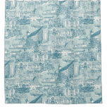 Falmouth toile peacock sea glass shower curtain