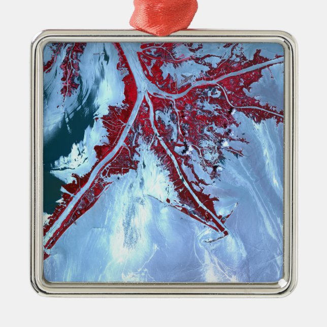 False color satellite metal ornament (Front)