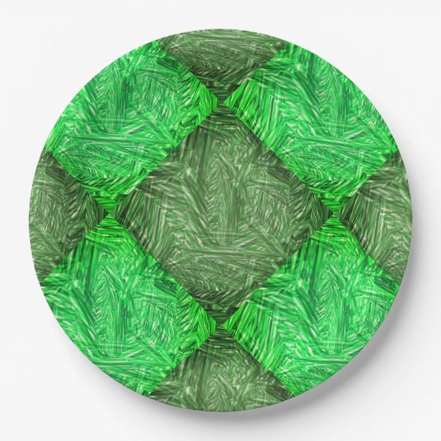 False green chess grass or coconut leaves paper plates (Front)