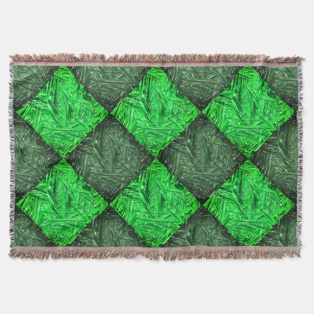 False green chess grass or coconut leaves throw blanket (Front)