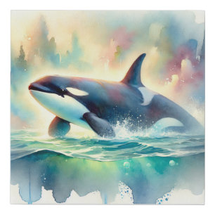 False killer whale 111024AREF125 - Watercolor Faux Canvas Print