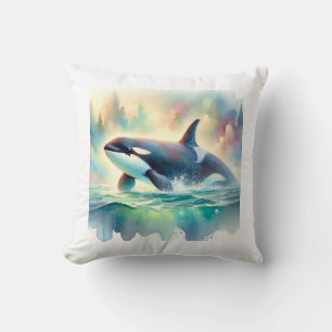 False killer whale 111024AREF125 - Watercolor Throw Pillow