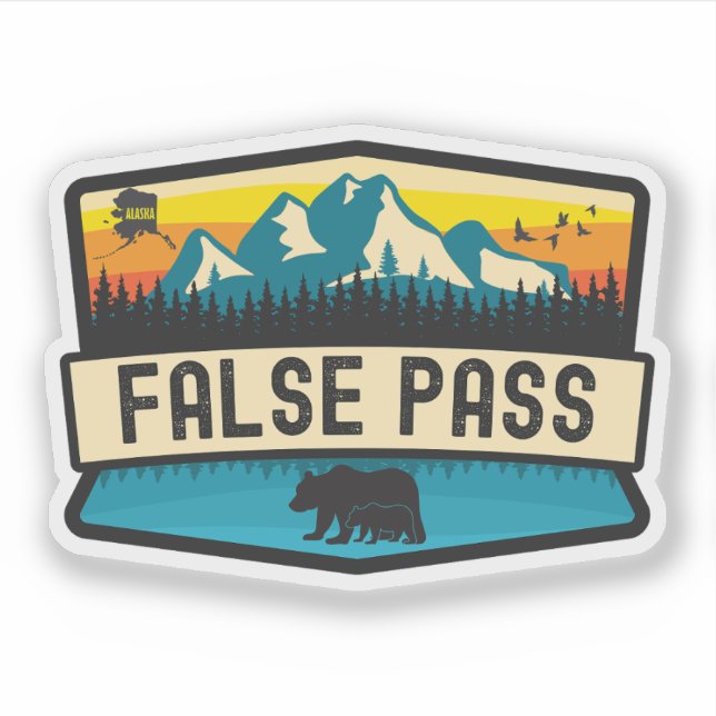False Pass, Alaska Sticker (Front)